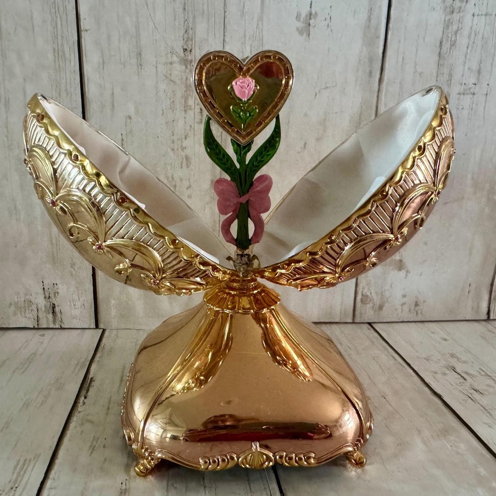 Wallace Sankyo Jeweled Musical Egg Box Heart Frame Inside You Are My Sunshine